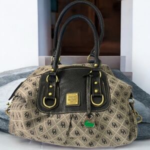 Dooney & Bourke Monogram Quilted Satchel Canvas Leather Bag